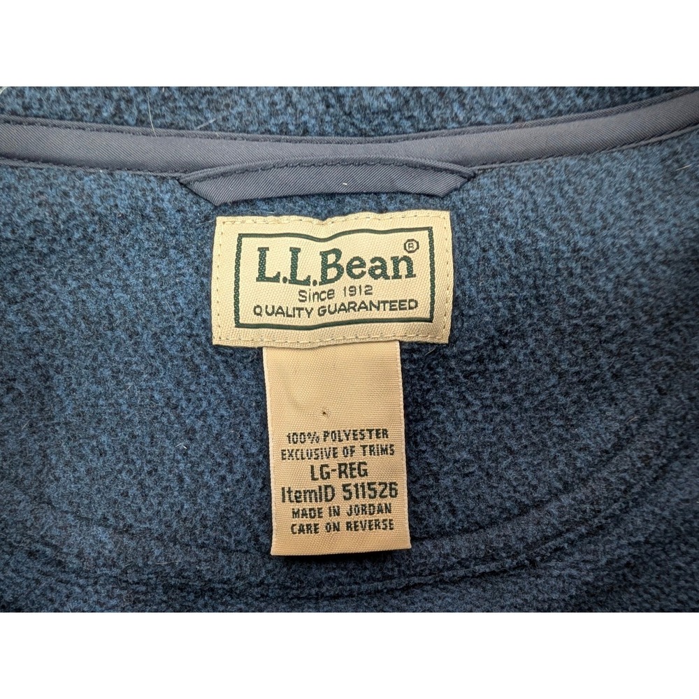 LL Bean Fleece Pullover Snap Front Mock Neck Men's Size L Navy Blue Outdoor Gorp - Picture 2 of 9